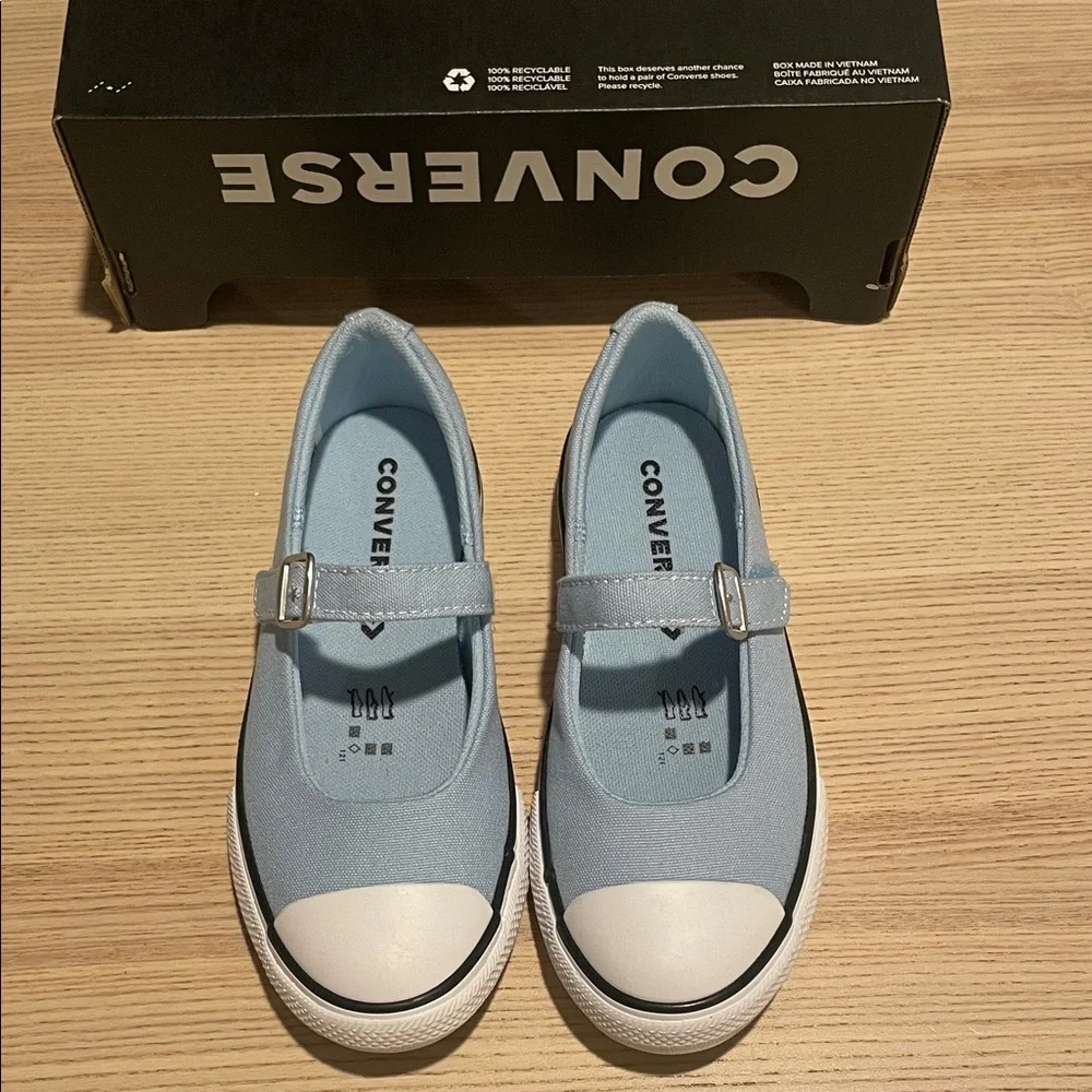 Converse Kids Light Blue Canvas Mary Jane Sneakers